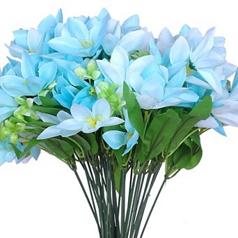 6 pc Artificial Lilies Flowers Real Touch Fake Floral Flower Arrangement Decor 13.4"