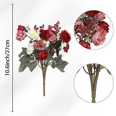 Silk Rose Bouquet Fake Artificial Flowers Wedding Party Home Garden Decoration Pack of 6 10.6"