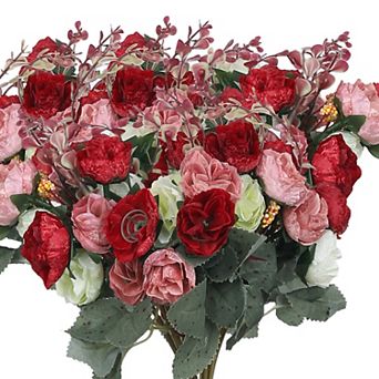 Silk Rose Bouquet Fake Artificial Flowers Wedding Party Home Garden Decoration Pack of 6 10.6"