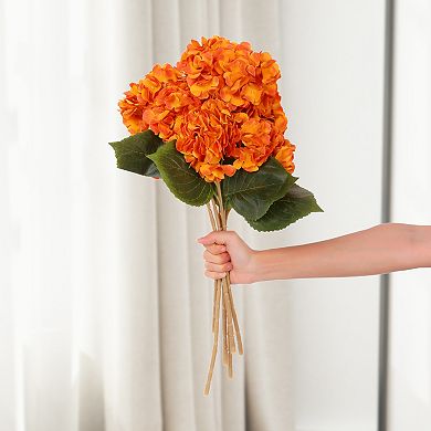 6 Pcs Artificial Hydrangea Silk Flowers Bouquets Fake Floral Plants with Stems 17.7"