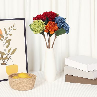 6 Pcs Artificial Hydrangea Silk Flowers Bouquets Fake Floral Plants with Stems 17.7"