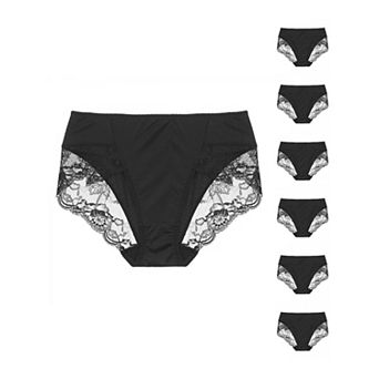 7 pc Women's Mid-Rise Lace Trim Brief Panties