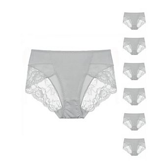 7 pc Women's Mid-Rise Lace Trim Brief Panties