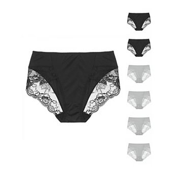 7 pc Women's Mid-Rise Lace Trim Brief Panties