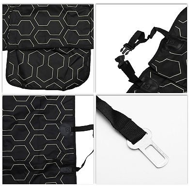 Durable Waterproof Car Seat Cover for Pet Flower Pattern Black 1 Pc