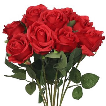 10 pc Artificial Flowers Silk Fake Roses Long Stem Faux Rose for Wedding Party Home Decor 20.4"