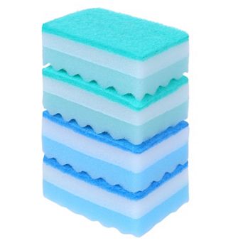 4 Pack, Household Kitchen Cleaning Sponge, Durable Dual Sided Sponge for Dishes, Bathroom
