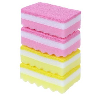 4 Pack, Household Kitchen Cleaning Sponge, Durable Dual Sided Sponge for Dishes, Bathroom