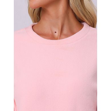 Womens Sweatsuits 2 Piece Outfit Fuzzy Flannel Lounge Sets Sweater Pants Pajama Sets