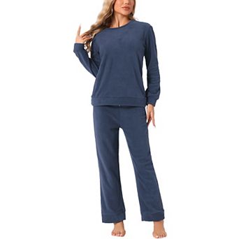 Womens Sweatsuits 2 pc Outfit Fuzzy Flannel Lounge Sets Sweater Pants Pajama Sets