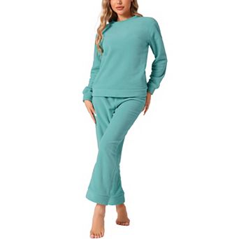 Womens Sweatsuits 2 pc Outfit Fuzzy Flannel Lounge Sets Sweater Pants Pajama Sets