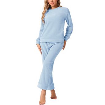 Womens Sweatsuits 2 pc Outfit Fuzzy Flannel Lounge Sets Sweater Pants Pajama Sets