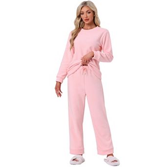 Womens Sweatsuits 2 pc Outfit Fuzzy Flannel Lounge Sets Sweater Pants Pajama Sets