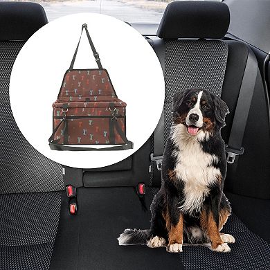Foldable Car Seat Cover for Pet 15.75"x12.6"x9.84" Dog Print Brown 1 Pc