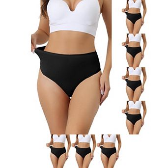 8 Packs Women's Hign Waist G-String Thongs, Tummy Control Stretch Panties, T-back Undepants