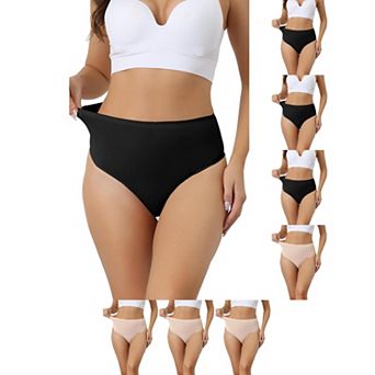 8 Packs Women's Hign Waist G-String Thongs, Tummy Control Stretch Panties, T-back Undepants