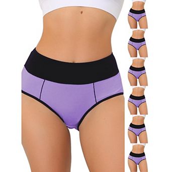 7 Packs Women's High Waist Tummy Control Color-Block Brief, Available in Plus Size