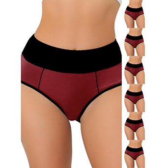 7 Packs Women's High Waist Tummy Control Color-Block Brief, Available in Plus Size