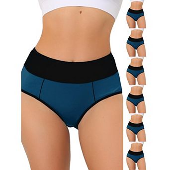 7 Packs Women's High Waist Tummy Control Color-Block Brief, Available in Plus Size