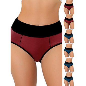 7 Packs Women's High Waist Tummy Control Color-Block Brief, Available in Plus Size
