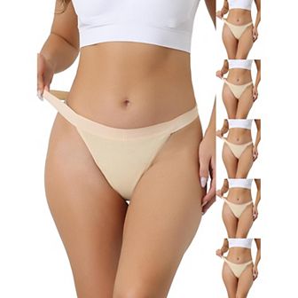 6 Packs Women's Breathable Underwear Leak Proof Stretch Thongs 4 Layers Medium Waist Panties