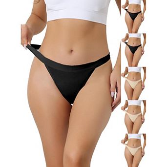 6 Packs Women's Breathable Underwear Leak Proof Stretch Thongs 4 Layers Medium Waist Panties