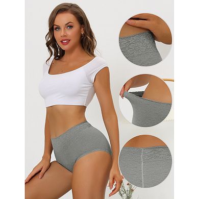 8 Packs Women's Cotton Underwear High-Waist Lace Trim Tummy Control Full Coverage Brief