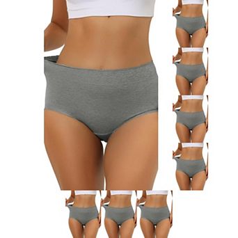 8 Packs Women's Cotton Underwear High-Waist Lace Trim Tummy Control Full Coverage Brief
