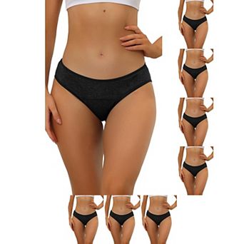 8 Packs Women's Period-Underwear Mid-Waistd Hipster Panties, Available in Plus Size