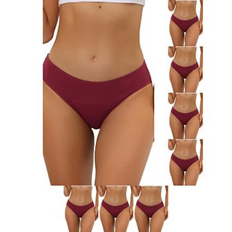 8 Packs Women's Period-Underwear Mid-Waistd Hipster Panties, Available in Plus Size