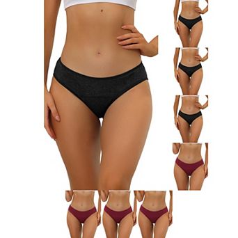 8 Packs Women's Period-Underwear Mid-Waistd Hipster Panties, Available in Plus Size