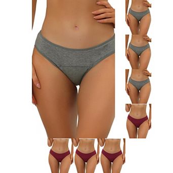 8 Packs Women's Period-Underwear Mid-Waistd Hipster Panties, Available in Plus Size