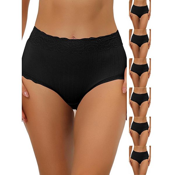 5 Pieces Summer Women High Waist Jacquard Underwear main image 1