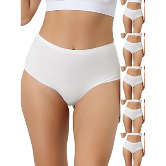 6 Packs Women's High Waisted Underwear Silky Breathable No Trace Hipster Stretch Briefs