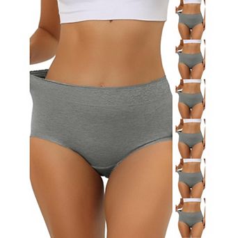 7 Packs Women's Cotton Underwear High-Waist Lace Trim Tummy Control Full Coverage Brief
