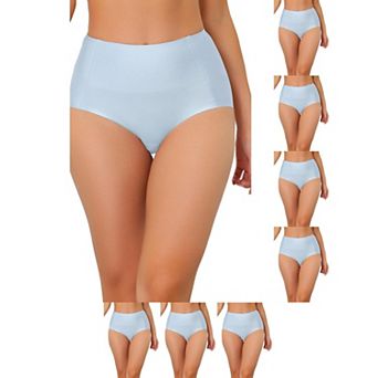 8 Packs Women's Tummy Control No Show Hipster Underwear High-Waisted Breathable Brief