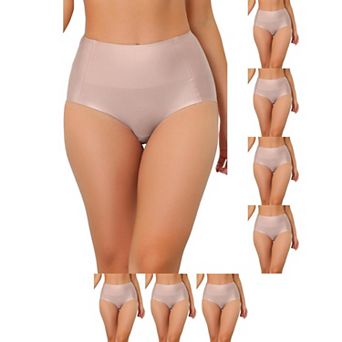 8 Packs Women's Tummy Control No Show Hipster Underwear High-Waisted Breathable Brief