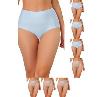 8 Packs Women's Tummy Control No Show Hipster Underwear High-Waisted Breathable Brief