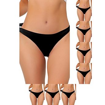 8 Packs Women's Unlined Underwear Satin Invisible Bikini Comfortable No-Show Thongs