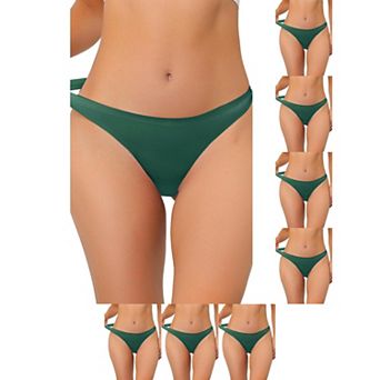 8 Packs Women's Unlined Underwear Satin Invisible Bikini Comfortable No-Show Thongs