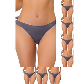 8 Packs Women's Unlined Underwear Satin Invisible Bikini Comfortable No-Show Thongs