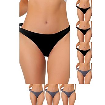 8 Packs Women's Unlined Underwear Satin Invisible Bikini Comfortable No-Show Thongs