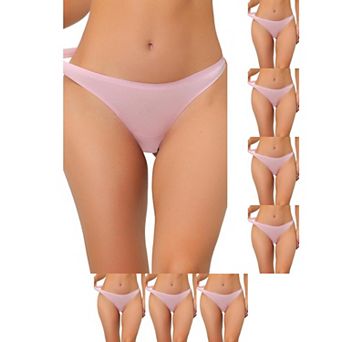 8 Packs Women's Unlined Underwear Satin Invisible Bikini Comfortable No-Show Thongs