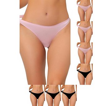 8 Packs Women's Unlined Underwear Satin Invisible Bikini Comfortable No-Show Thongs