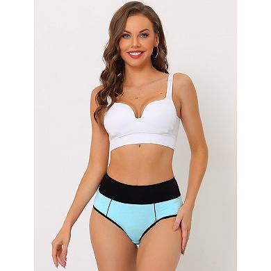 8 Packs Women's High Waist Tummy Control Color-Block Brief, Available in Plus Size