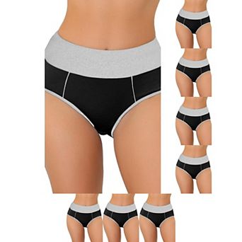 8 Packs Women's High Waist Tummy Control Color-Block Brief, Available in Plus Size