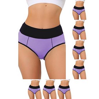 8 Packs Women's High Waist Tummy Control Color-Block Brief, Available in Plus Size