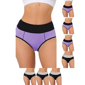 8 Packs Women's High Waist Tummy Control Color-Block Brief, Available in Plus Size