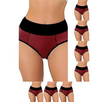 8 Packs Women's High Waist Tummy Control Color-Block Brief, Available in Plus Size