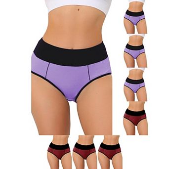 8 Packs Women's High Waist Tummy Control Color-Block Brief, Available in Plus Size
